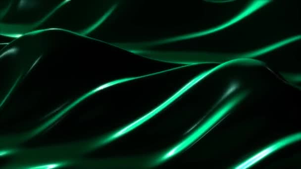 Блискучий яскравий протікаючий зелений 3D поверхня енергетичні хвилі осциляція 4K безшовні петлі рух тло анімації — стокове відео