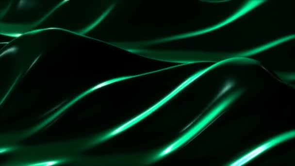 Oscilación de ondas de energía superficial verde brillante de flujo iridiscente 3D - Animación de fondo de movimiento de bucle inconsútil 4K — Vídeo de stock