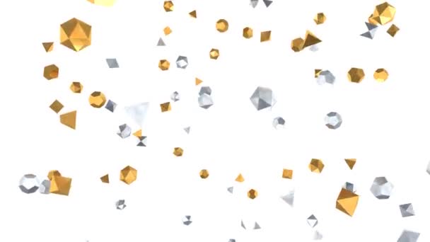 スローモーションで落ちるシルバーとゴールドの装飾クリスマスオーナメント – 4kシームレスループモーション背景アニメーション — ストック動画