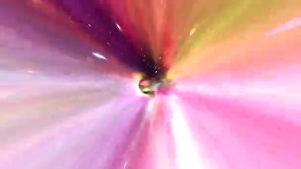 Зум из червоточины, чтобы путешествовать обратно во времени со скоростью деформации в космосе - фоновая анимация движения в 4К — стоковое видео