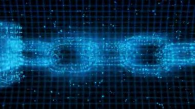 Blockchain Ağ Güvenliği İkili Parçacık Tarafı Görünümü - 4k Kusursuz Döngüsüz Döngü Hareketi Arkaplan Canlandırması
