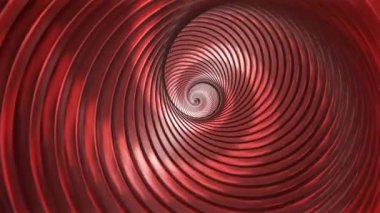 Sonu gelmeyen Sarmal Tünel Bükülmesi ve Dönen Yansıyan Parlak Kırmızı Işık - 4k Kusursuz Döngü Döngüsü Arkaplan Canlandırması