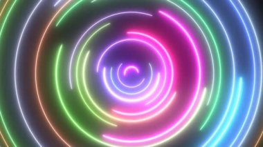 Neon Halka Halkası Halo Halkaları Parlak Renkler ve Yavaşça Döner - 4k Kusursuz Döngü Döngüsü Arkaplan Canlandırması