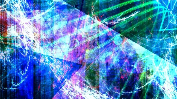 Linhas azuis e verdes escuras e raios de luz cruzando na textura Grungy Textura de fundo abstrato — Fotografia de Stock
