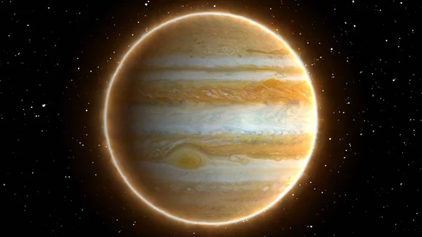 Piękny widok planety Jowisz z czasoprzestrzeni i gwiazd - Streszczenie tekstury tła — Zdjęcie stockowe