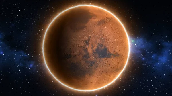 Schöne Ansicht des Planeten Mars aus dem Weltraum Zeitraffer und Sterne - abstrakte Hintergrund Textur — Stockfoto