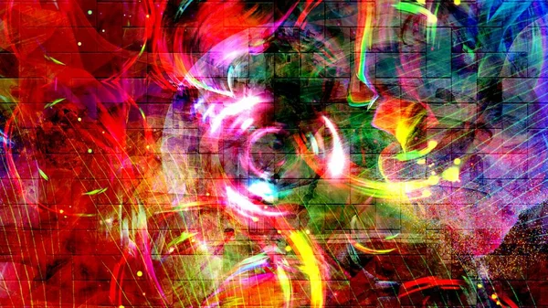 Crazy Psychedelic Rotating Rainbow Shapes and Colors - Abstract Background Texture — Stock Photo, Image
