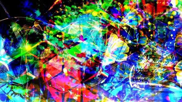 迷人的迷幻之旅和抽象的怪异彩虹之旅- -抽象的背景结构 — 图库照片
