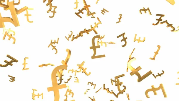 Shiny Golden Pound Signs Falling Down in Slow Motion 3D Animation - Abstract Background Texture