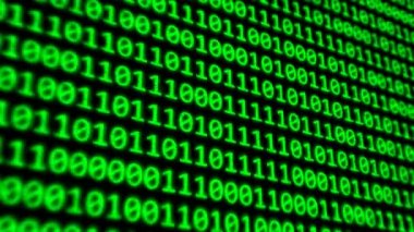 Karanlık Bilgisayar Monitörü Ekranındaki İkili Kod Programı Sayıları - 4k Kusursuz Döngü Hareketi Arkaplan Canlandırması