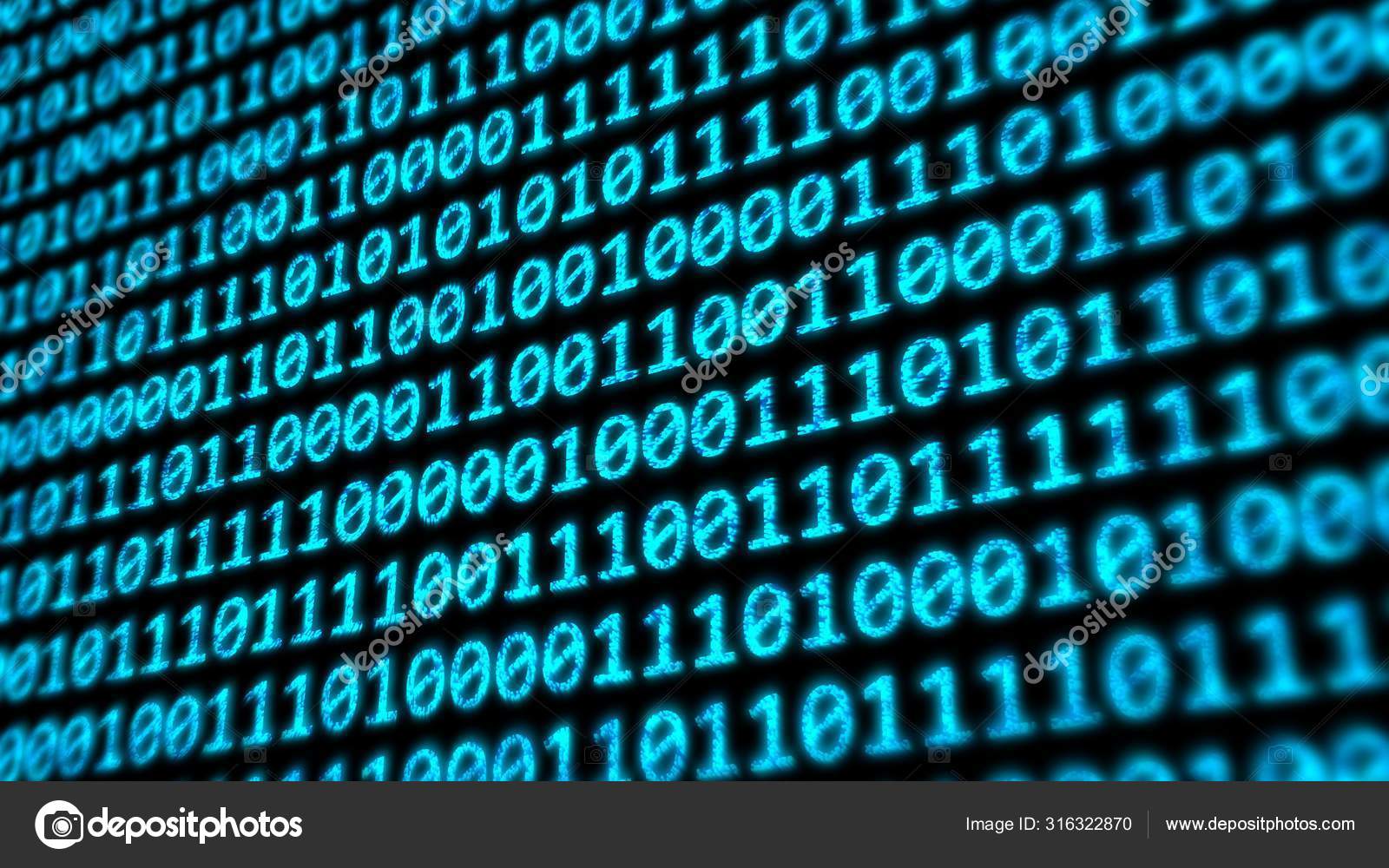 Binary Code Program Digits on Digital Computer Monitor Screen ...