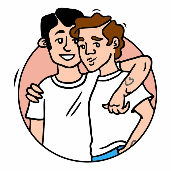 Feliz Pareja Gay Dibujo — Archivo Imágenes Vectoriales