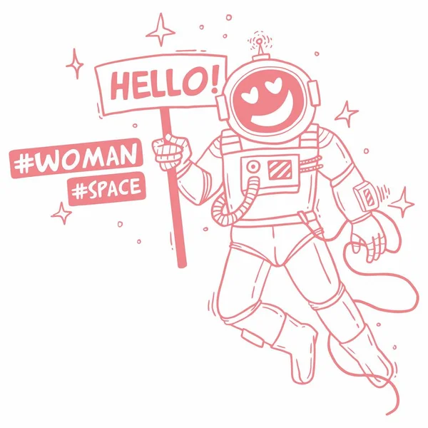 Mujer Feliz Los Cómics Espaciales — Vector de stock