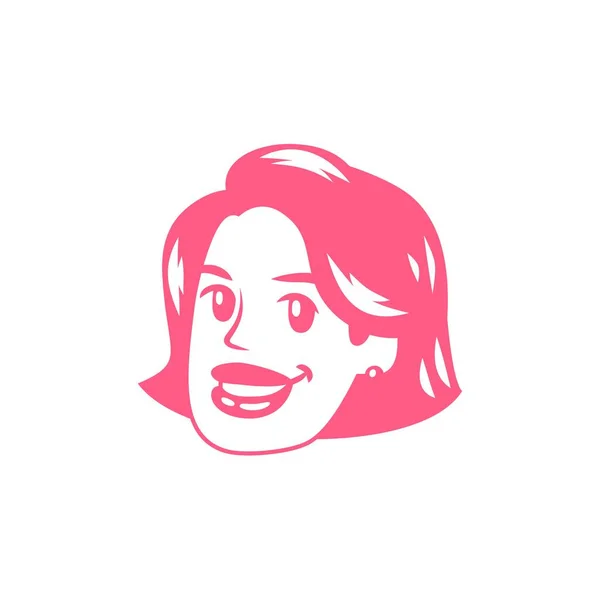 Κορίτσι Bob Μαλλιά Στυλ Κεφάλι Ροζ Πινακίδα — Διανυσματικό Αρχείο