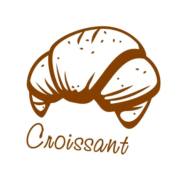 Croissant Pastelaria Francesa Vetor Logotipo Simples — Vetor de Stock