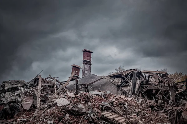 Hög Med Byggavfall Från Förstörd Byggnad — Stockfoto