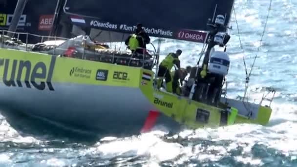Začátek Noha Alicante Lisabonu Plachetnic Volvo Ocean Race Otevřené Španělsku — Stock video