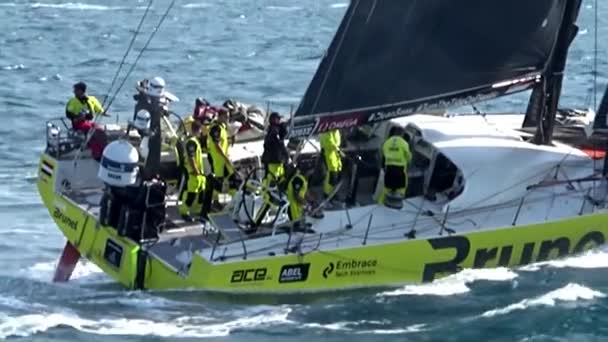 Начало Нога Аликанте Лиссабон Яхты Volvo Ocean Race Open Испании — стоковое видео