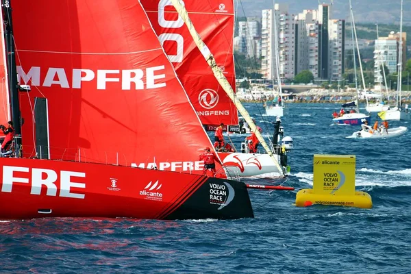 Týmu Mapfre Chvíli Spuštění Noha Alicante Lisabon Volvo Ocean Race — Stock fotografie