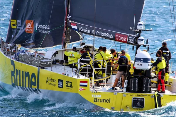 Momentos Brunel Del Equipo Después Iniciar Pierna Alicante Lisboa Volvo — Foto de Stock