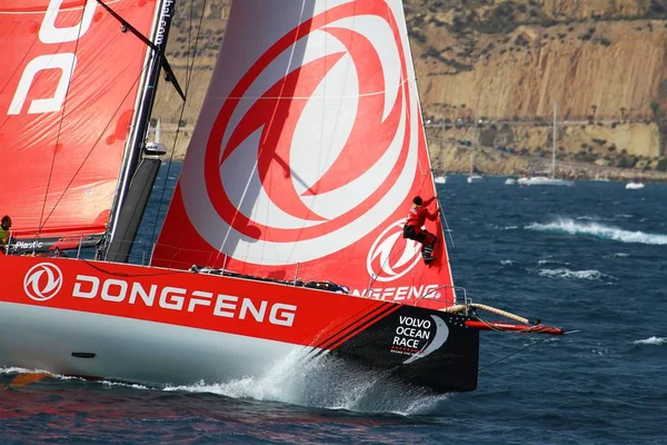 Equipo Dongfeng Momentos Después Salida Etapa Alicante Lisboa Volvo Ocean — Foto de Stock