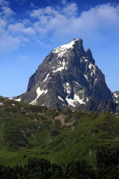 Montaña Pic Midi Ossau Los Pirineos Franceses Cerca Frontera Con — Foto de Stock