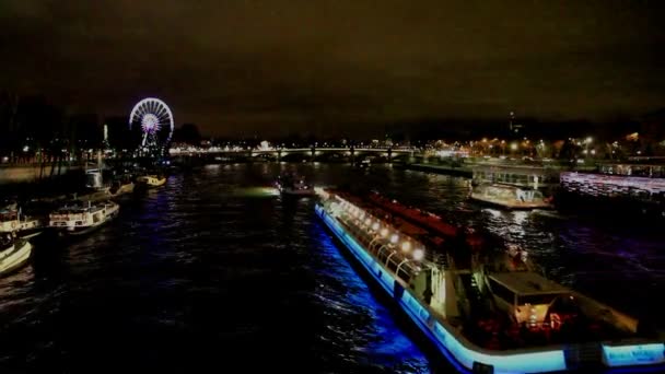 Париж Франції Грудня 2017 Року Bateaux Mouche Перетину Мосту Олександра — стокове відео