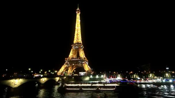 Parijs Frankrijk December 2017 Nacht Uitzicht Brug Van Alexandre Iii — Stockvideo