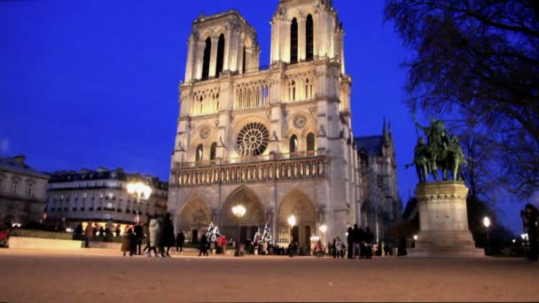 Paris France December 2017 Facade Notre Dame Cathedral Paris Next — Stock Video