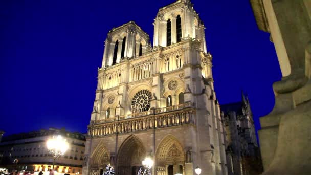 Paris France Décembre 2017 Façade Cathédrale Notre Dame Paris Côté — Video