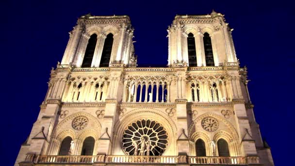 Paris France Décembre 2017 Façade Cathédrale Notre Dame Paris Côté — Video