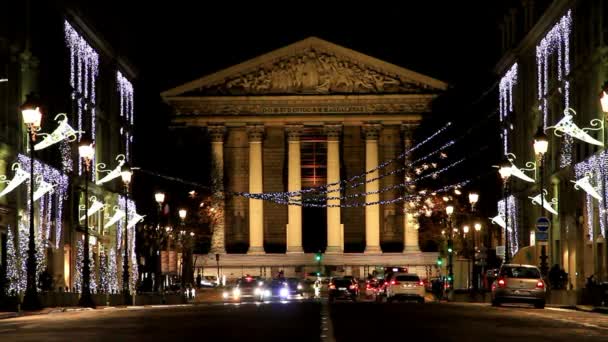 フランス 2017 パリのコンコルド広場の近くにローマ カトリック教会マドレーヌの Nocture ビュー — ストック動画