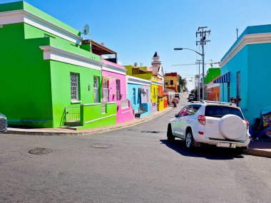 Birçok renkli ev, Bo Kaap bölgesi Cape Town, Güney Afrika.