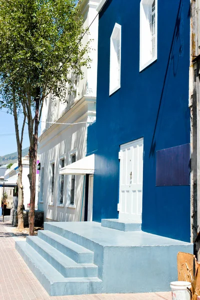 Casas Colores Azules Distrito Kaap Ciudad Del Cabo Sudáfrica — Foto de Stock