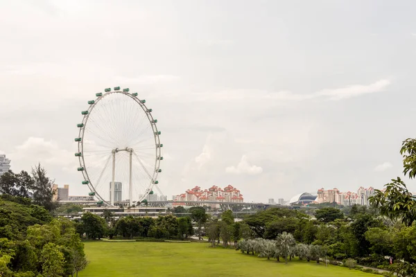 ベイシティのパノラマによる庭園とシンガポールのフライヤー — ストック写真