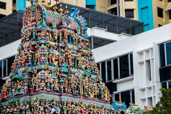 Techo Del Templo Sri Veeramakaliamman Templo Hindú Serangoon Road Singapur — Foto de Stock