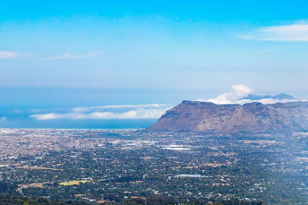 False Bay and Muinzenberg, Claremont and Newlands in Cape Town. Panorama view.