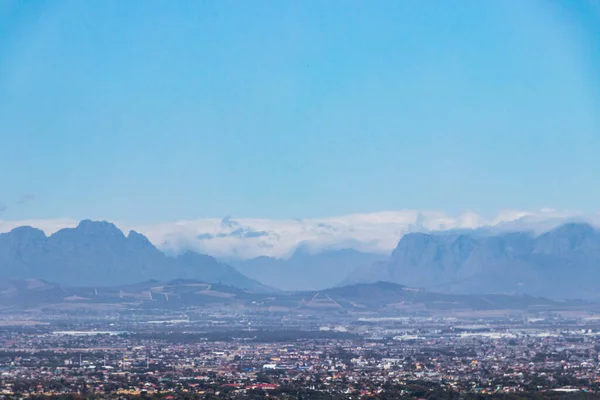 Vista Panorámica Del Paisaje Urbano Ciudad Del Cabo Montañas Con — Foto de Stock