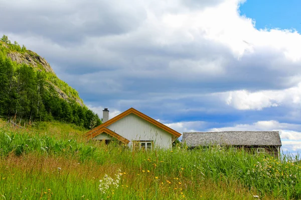 Biały Domek Górze Łące Hemsedal Viken Buskerud Norwegia — Zdjęcie stockowe