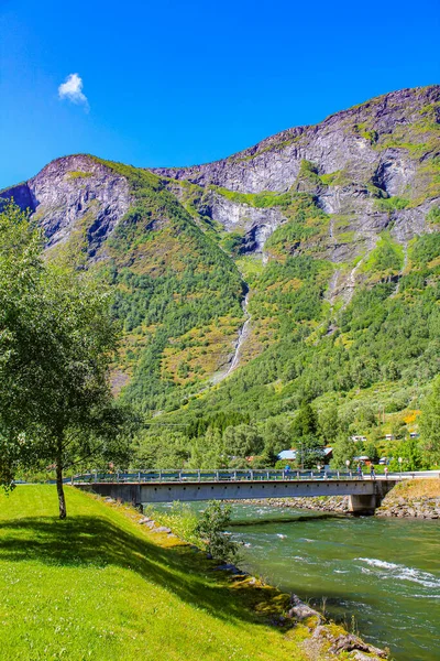 Traghetto Skagastl Nel Piccolo Porto Flms Aurlandsfjord Sognefjord Norvegia — Foto Stock