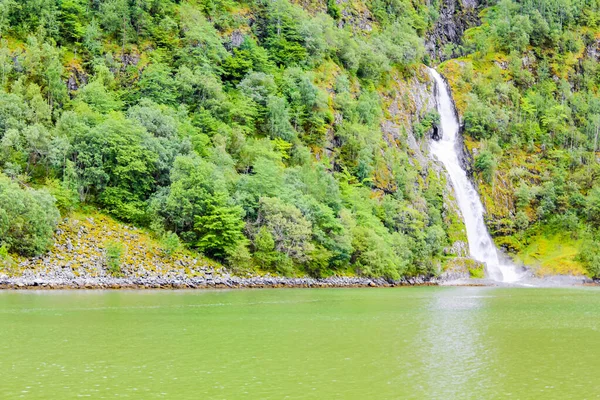 Wasserfall Aurlandsfjord Aurland Vestland Sognefjord Norwegen — Stockfoto