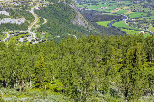 Panorama Wyciągów Narciarskich Norwegia Ośrodek Narciarski Hemsedal Górami Hemsedalis Viken — Zdjęcie stockowe