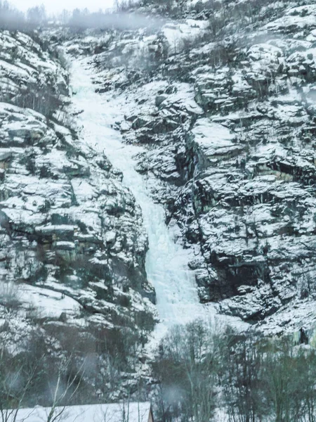 Cascada Congelada Carámbanos Hermoso Paisaje Noruega — Foto de Stock