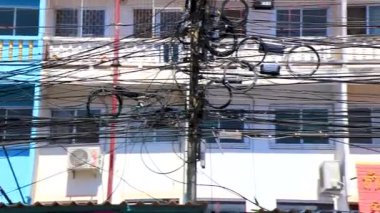 Khon Kaen Province Isan Thailand 01. November 2018 Thai Advertising signs in the city with blue sky in Khon Kaen District Northeast Thailand in Southeast Asia.