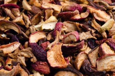 Çerçeveyi tamamen kaplayan kurutulmuş meyve karışımından arkaplan