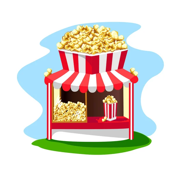 Magasin Pop Corn Délicieux Lumineux Avec Verre Pop Corn Papier — Image vectorielle