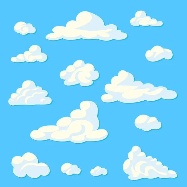 Nuages Dessins Animés Sur Fond Bleu Illustration Vectorielle — Image vectorielle