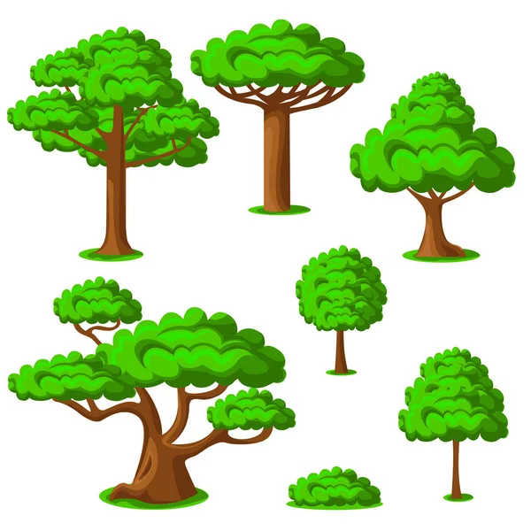 Cartoon Trees Set White Background Vector Illustration — Stock Vector