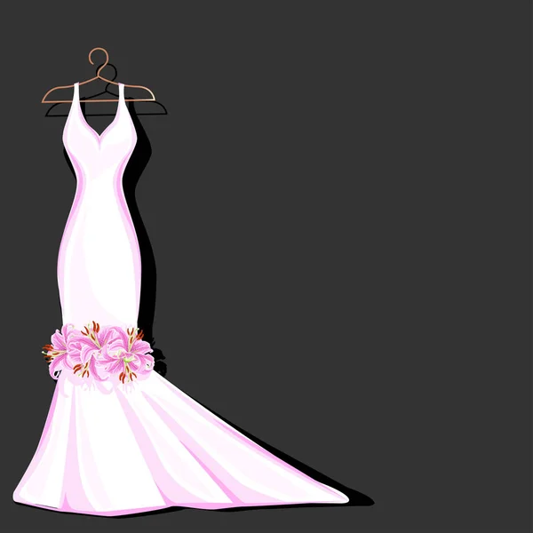 Акварельна Весільна Сукня Прикрашена Лілією Векторні Ілюстрації — стоковий вектор