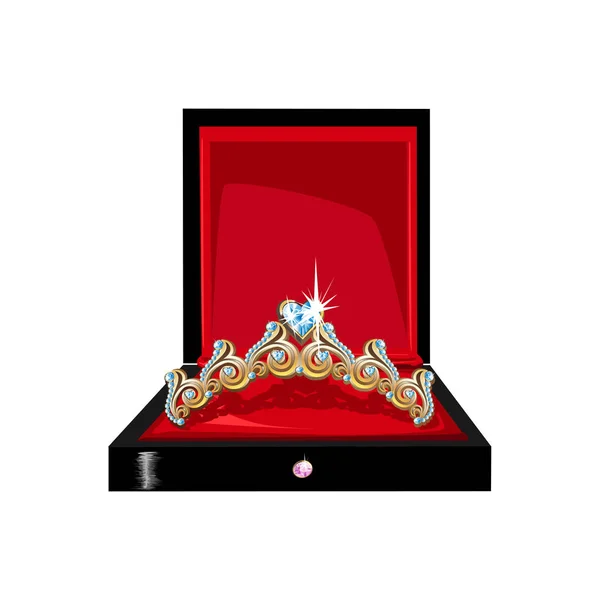 Prachtige Tiara Een Geschenkdoos Vectorillustratie — Stockvector